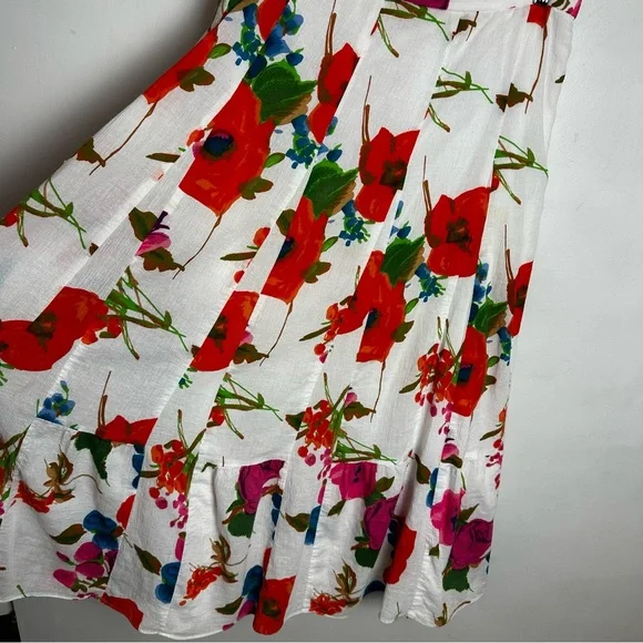 White Floral Maxi Skirt with Red & Pink Blooms - Picture 2 of 11